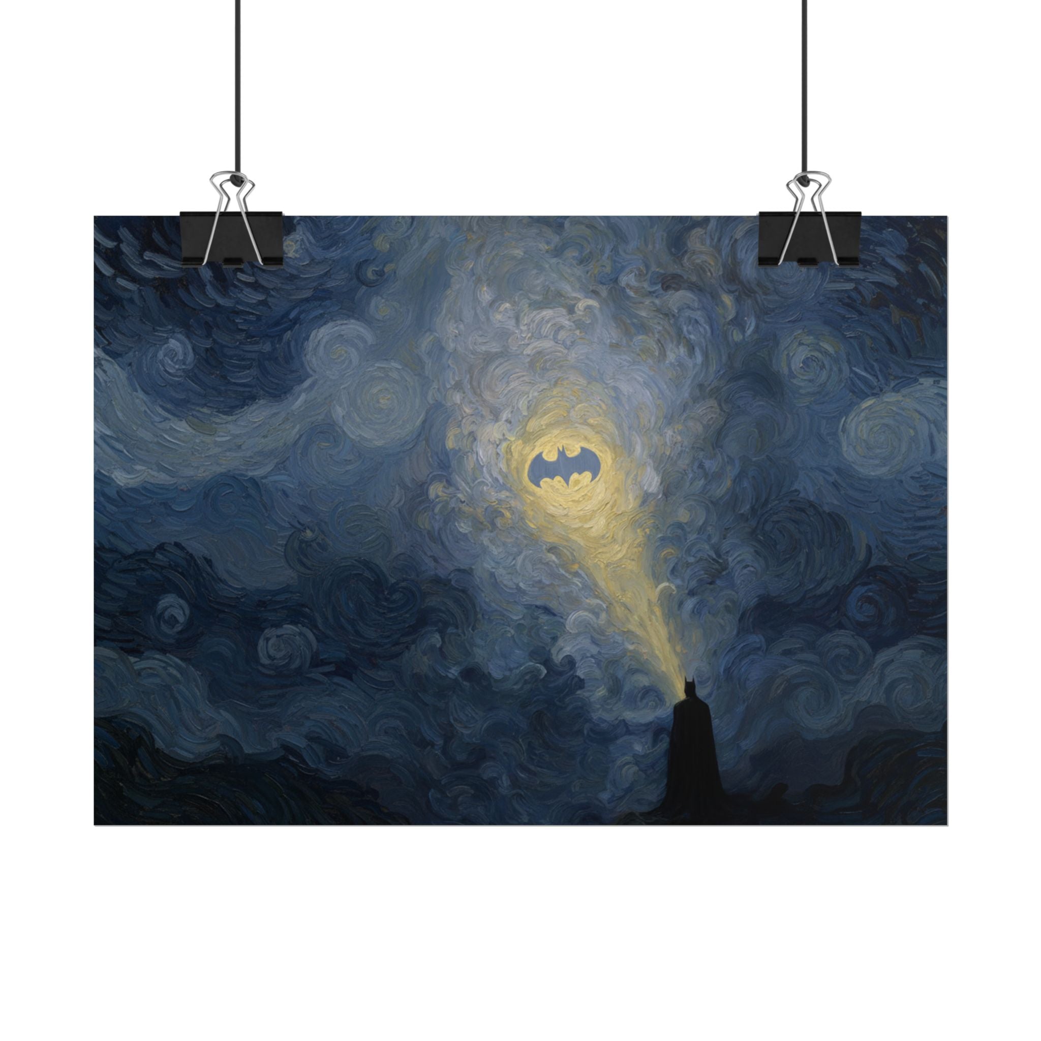 Bat Signal Starry Night Rolled Poster | Night Sky, Lighthouse Silhouette
