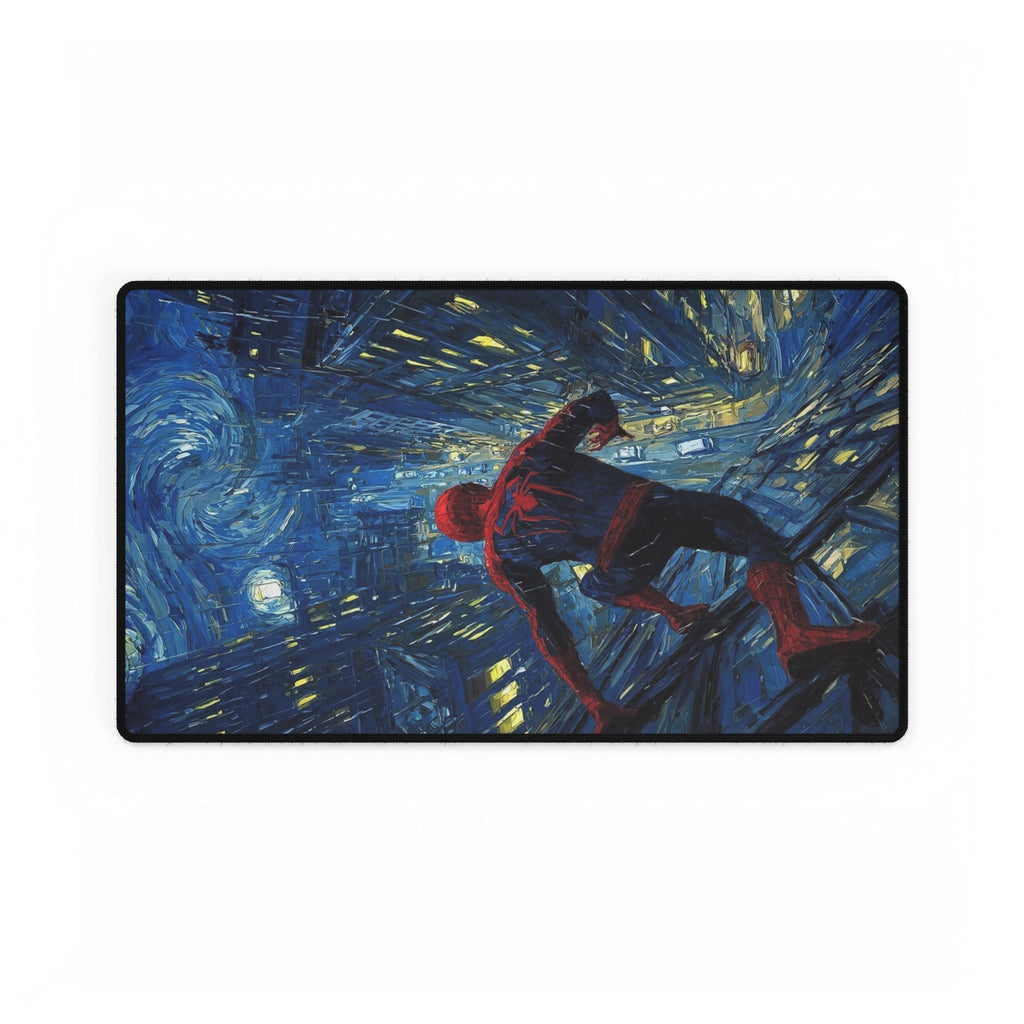 Starry City Night Spider-Hero Desk Mat | XL Superhero Gaming Mousepad