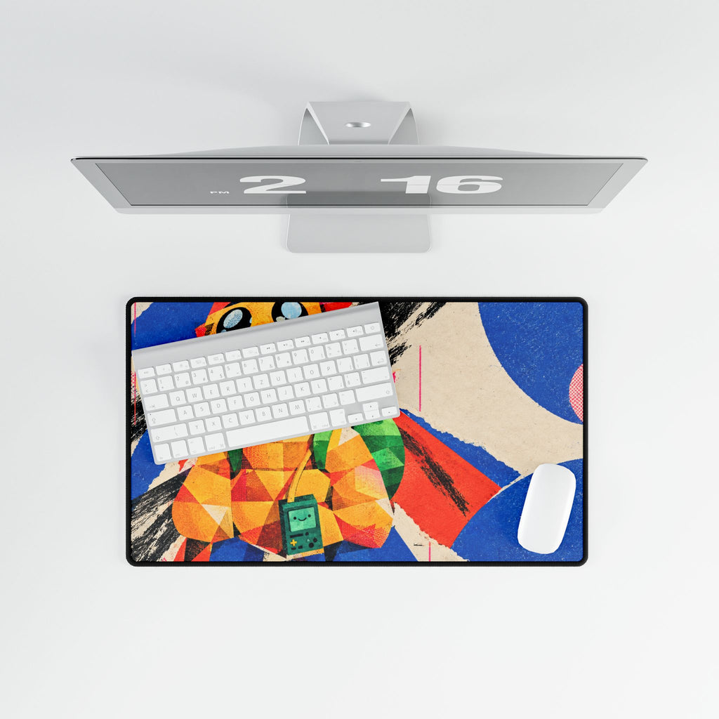 Geometric Adventure Time Cartoon Samurai Desk Mat | Large Gaming Mousepad