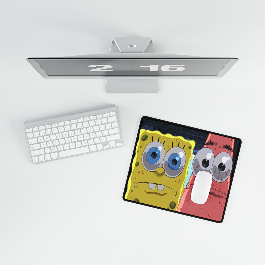 Wide Cartoon Eyes Sponge & Starfish Desk Mat | Large Gaming Mousepad