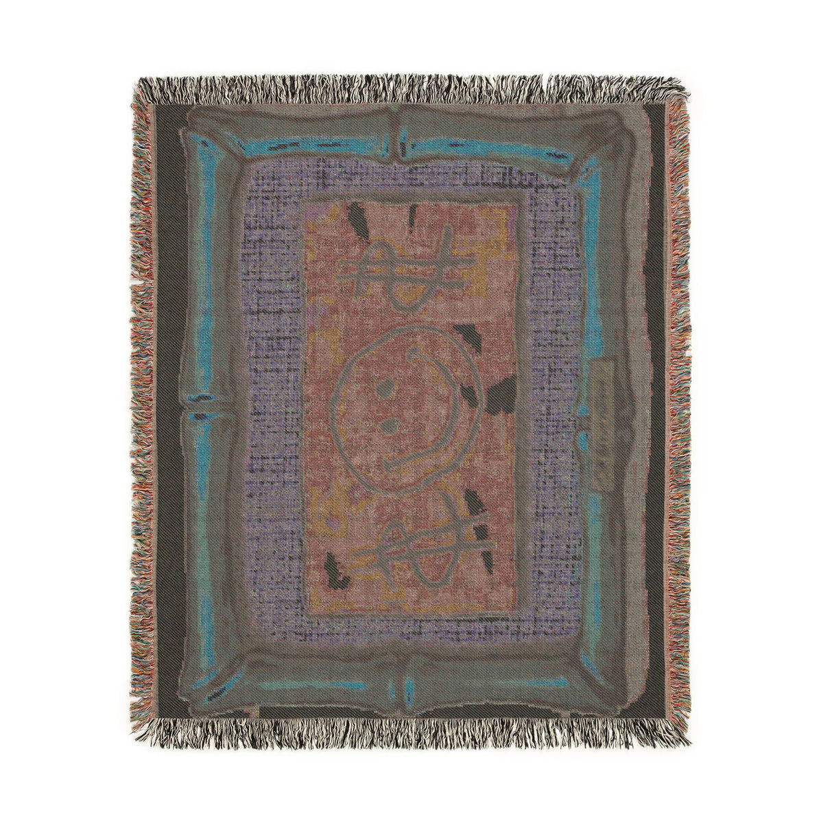 Smiley Dollar Frame Woven Blanket | Money Motif Throw, Decorative Tapestry