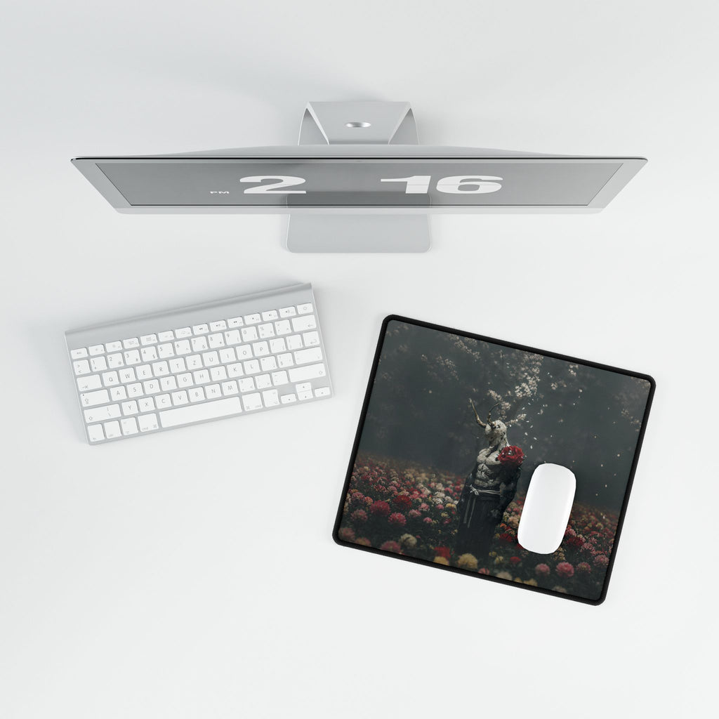 Mahoraga Gothic Garden Desk Mat — Surreal Floral Nightscape Mouse Pad