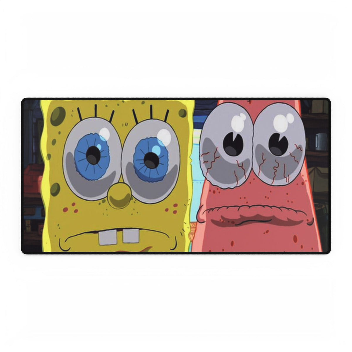 Wide Cartoon Eyes Sponge & Starfish Desk Mat | Large Gaming Mousepad