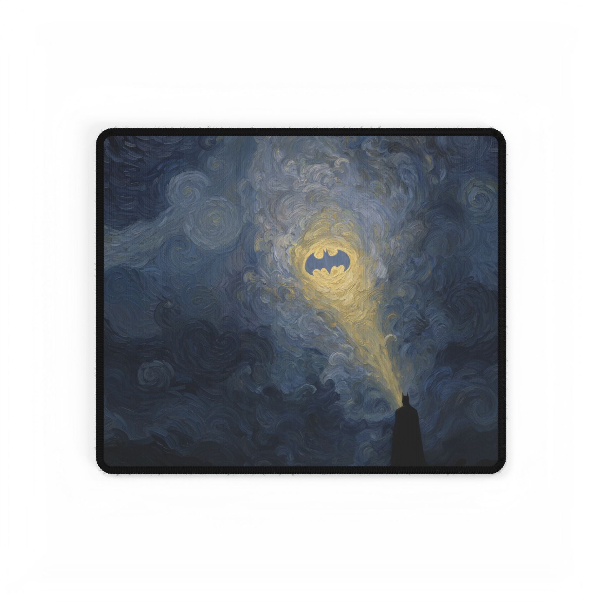 Starry Night Bat Signal Gaming & Office Mouse Pad | XL DC Desk Mat
