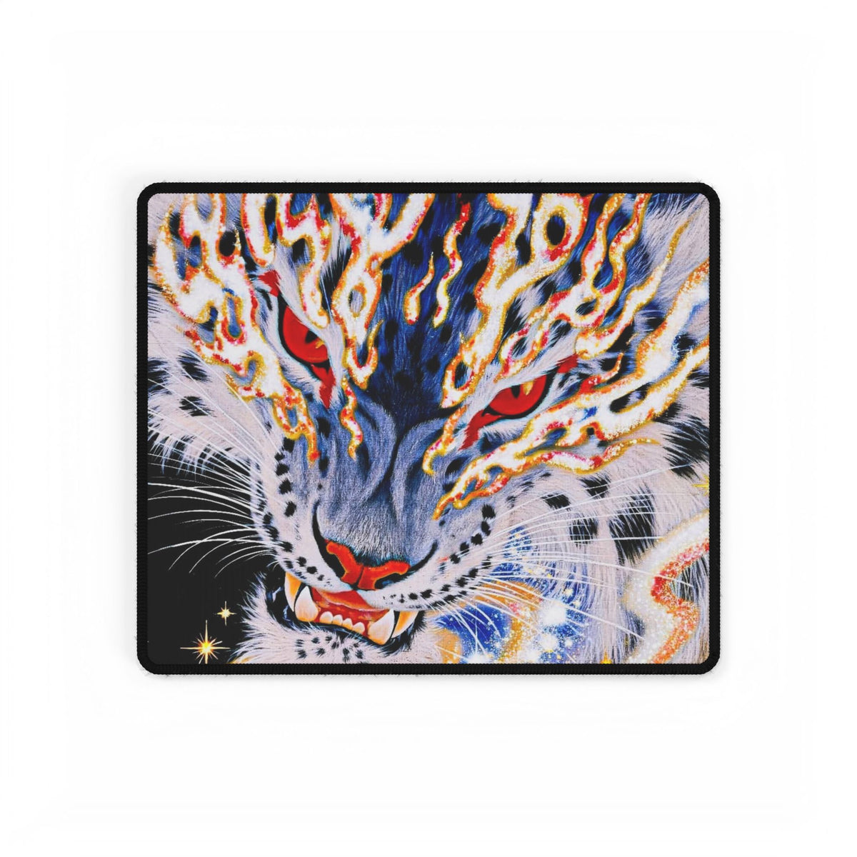 Flaming Tiger Head Desk Mat | Large Gaming Mousepad