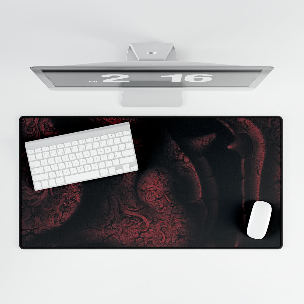 Red Velvet Oni Pattern Desk Mat | Large Gaming Mousepad