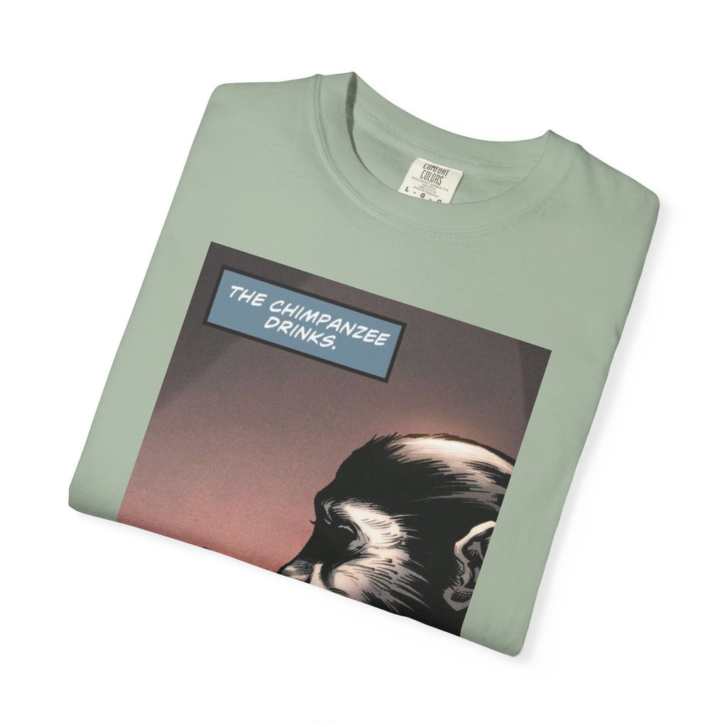 Chimpanzee Drinking Whiskey T-Shirt | Retro Comic Ape Illustration