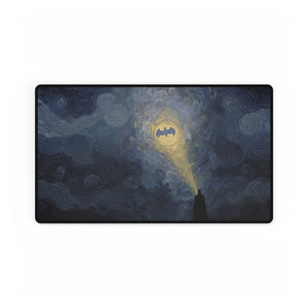 Starry Night Bat Signal Gaming & Office Mouse Pad | XL DC Desk Mat