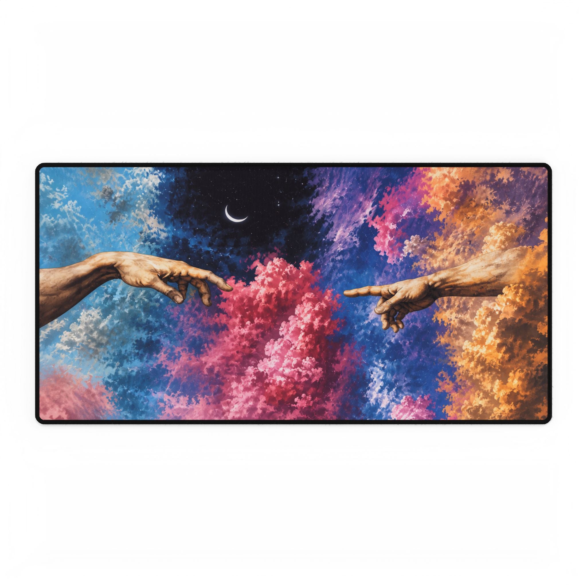Cosmic Creation Desk Mat — Colorful Michelangelo-Style Gaming & Office Mouse Pad