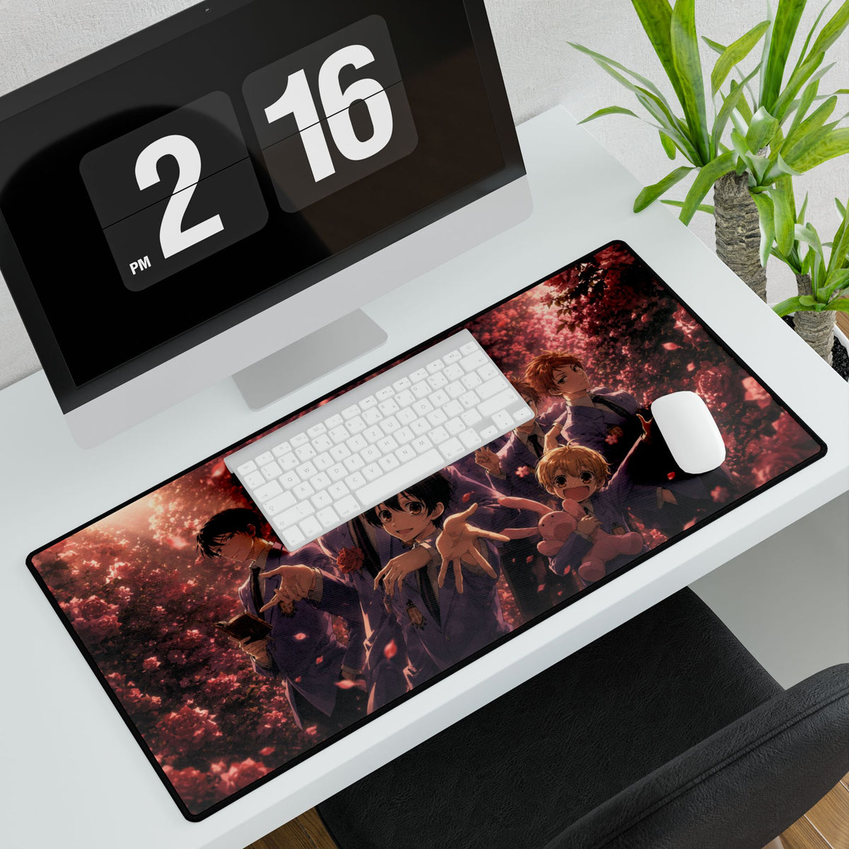 Anime Group Portrait Desk Mat | Cherry Blossom Scene, Characters Mousepad