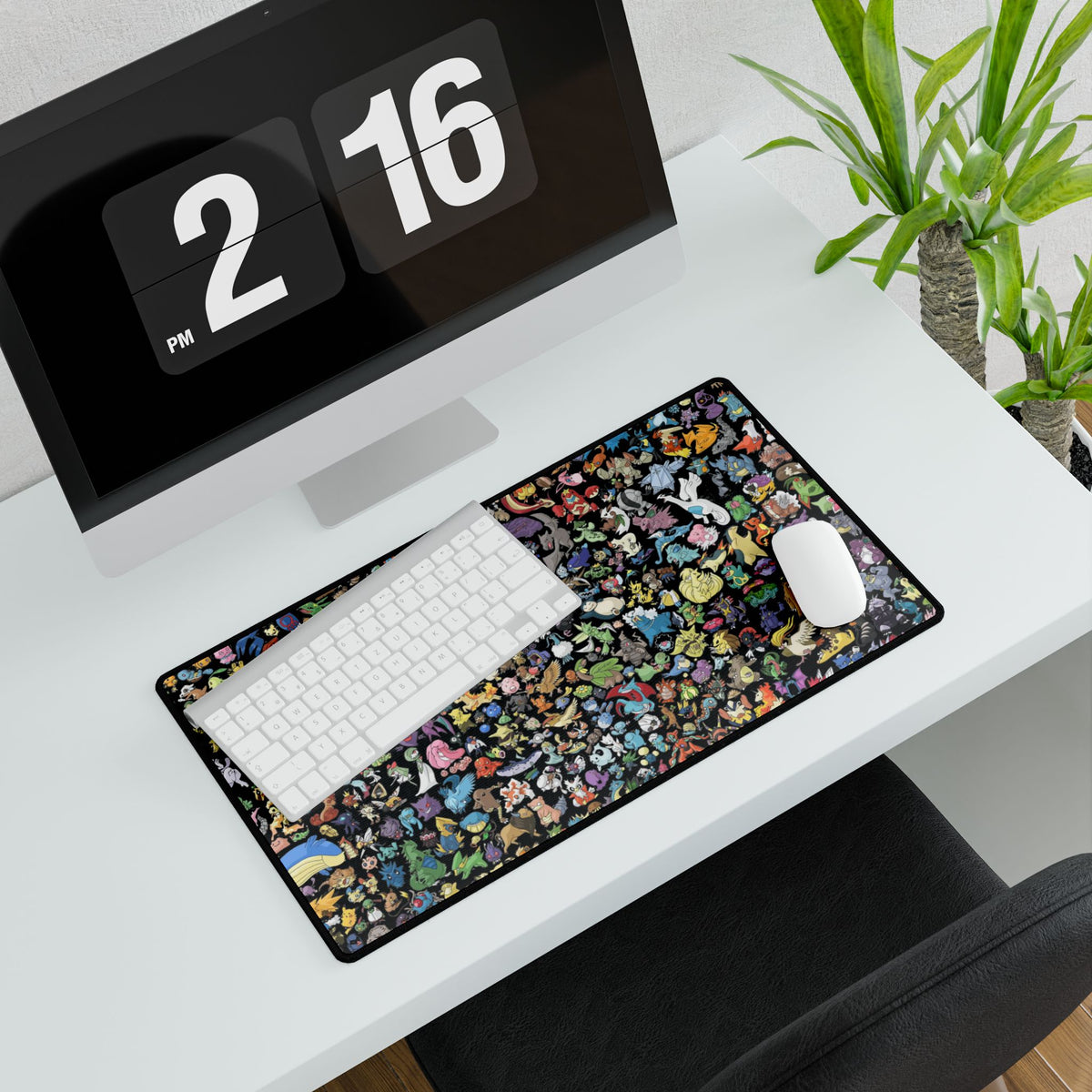 Pixel Monster Pattern Desk Mat | Large Gaming Mousepad