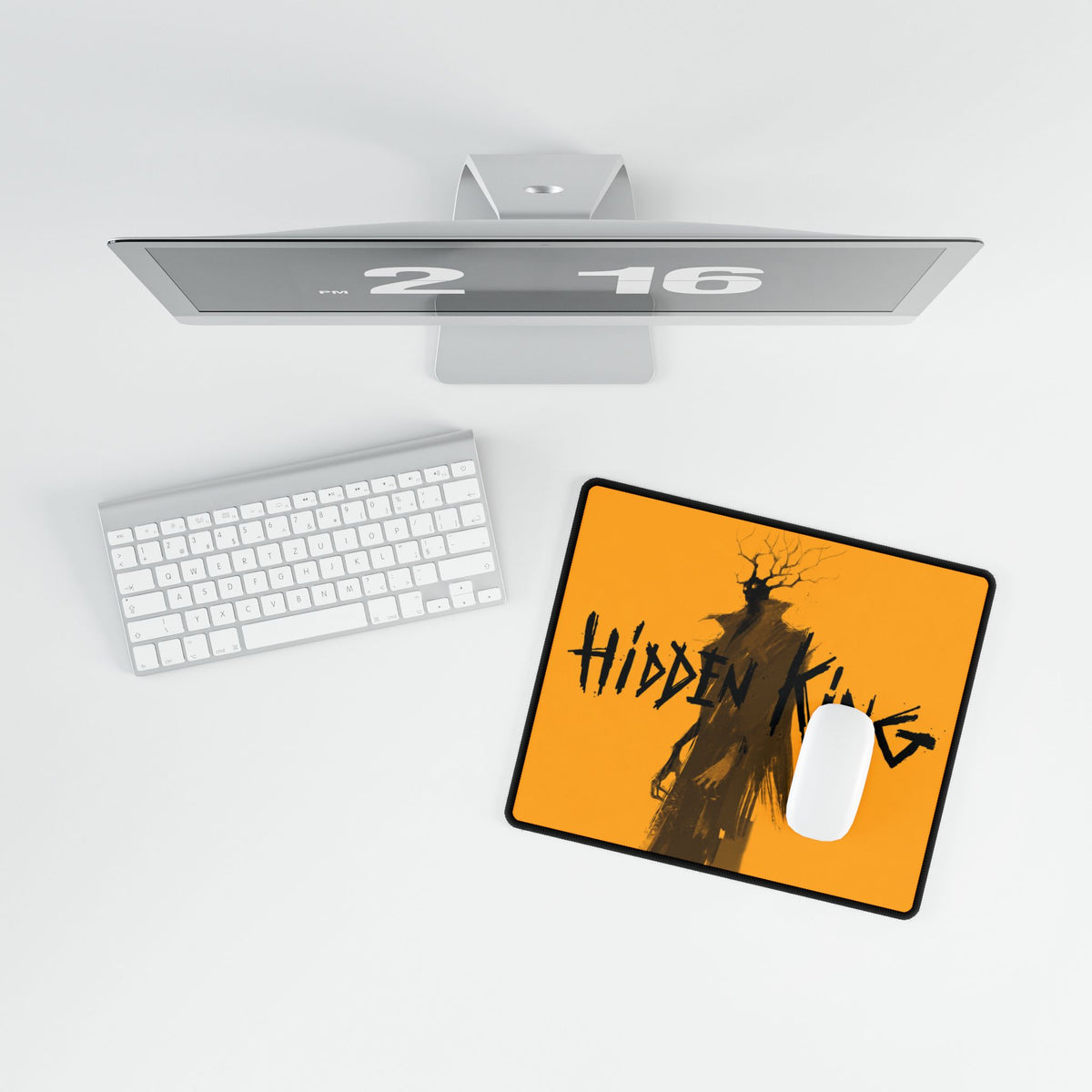 Deadlock Hidden King silhouette Desk Mat | orange gaming mouse pad