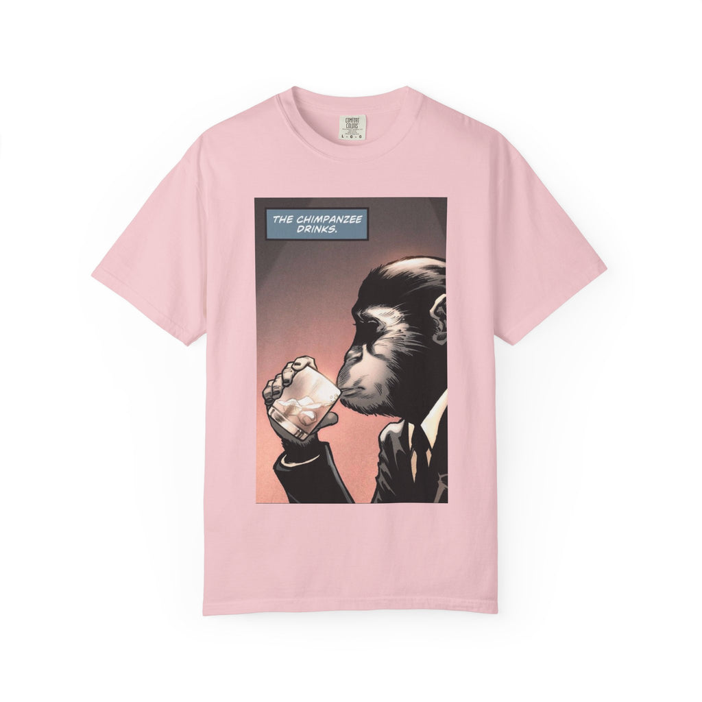 Chimpanzee Drinking Whiskey T-Shirt | Retro Comic Ape Illustration