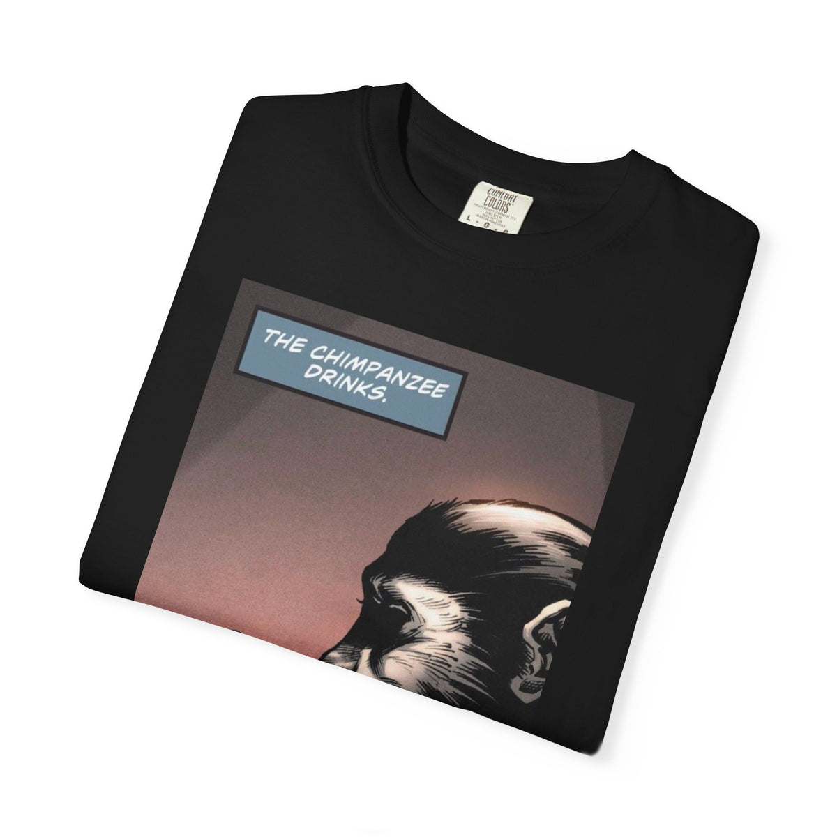 Chimpanzee Drinking Whiskey T-Shirt | Retro Comic Ape Illustration