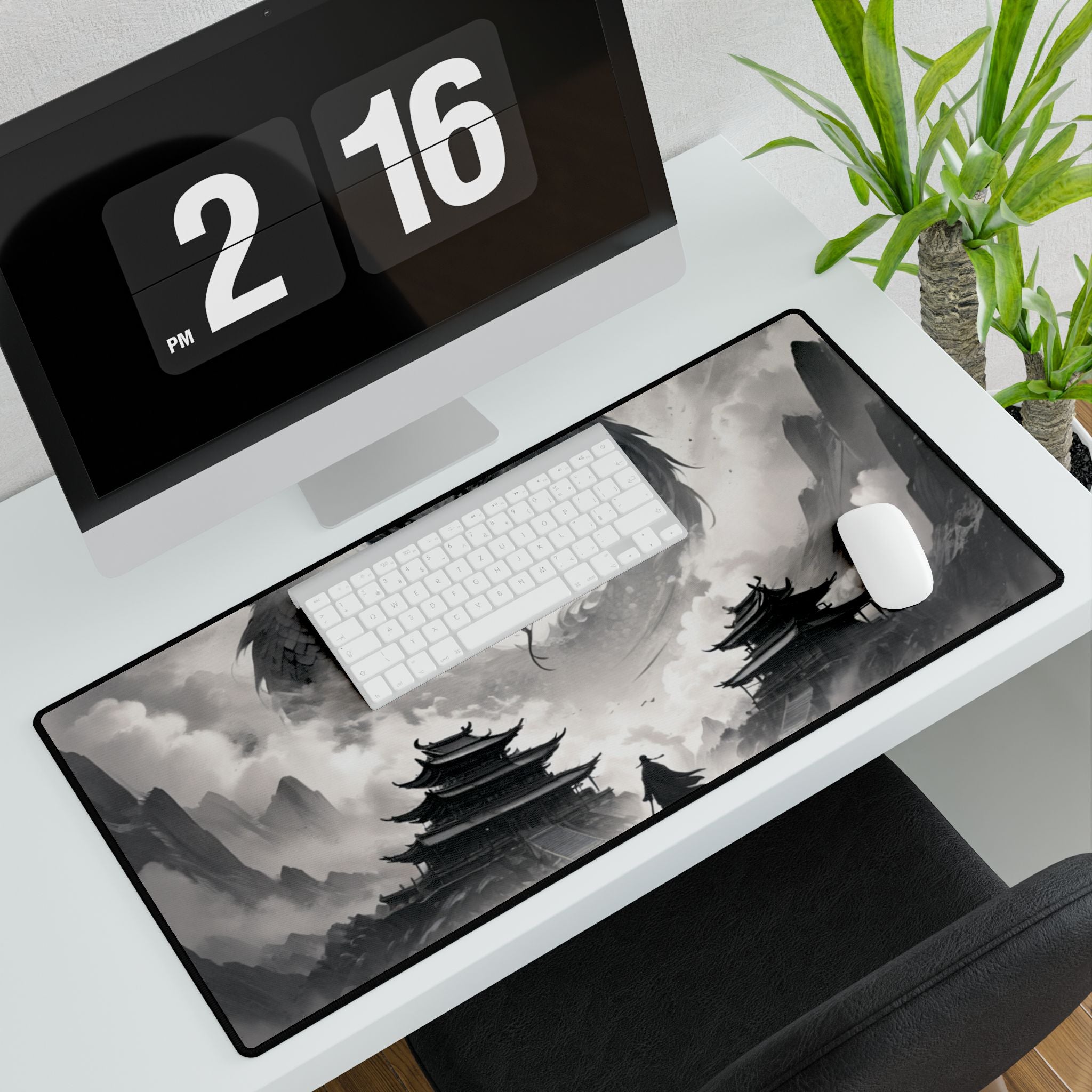 Chinese Dragon Desk Mat | XL Non-Slip Gaming & Office Mouse Pad, Landscape Art
