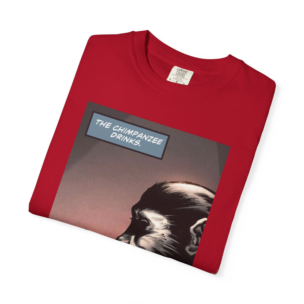 Chimpanzee Drinking Whiskey T-Shirt | Retro Comic Ape Illustration