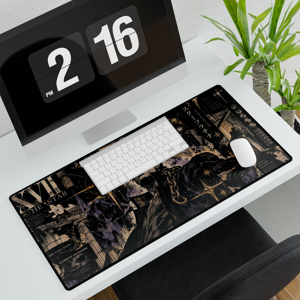 The Star Tarot Desk Mat | Star Platinum Inspired Mouse Pad | Stardust Anime Gaming Deskmat | Manga Tarot Art