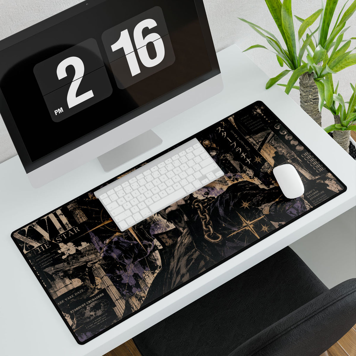 The Star Tarot Desk Mat | Star Platinum Inspired Mouse Pad | Stardust Anime Gaming Deskmat | Manga Tarot Art