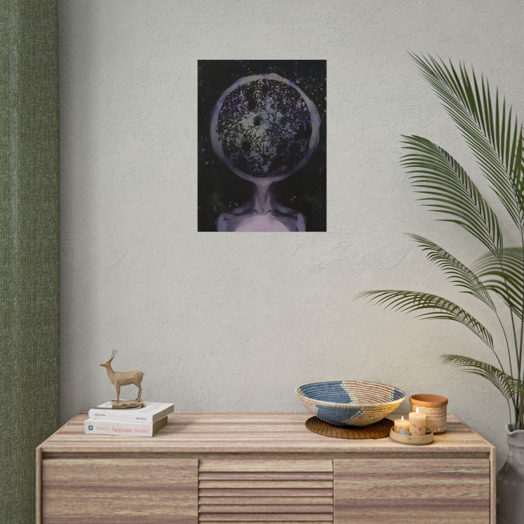 Disco Elysium Inland Empire Surreal Moon Head Rolled Poster | Cosmic Skeleton Wall Decor