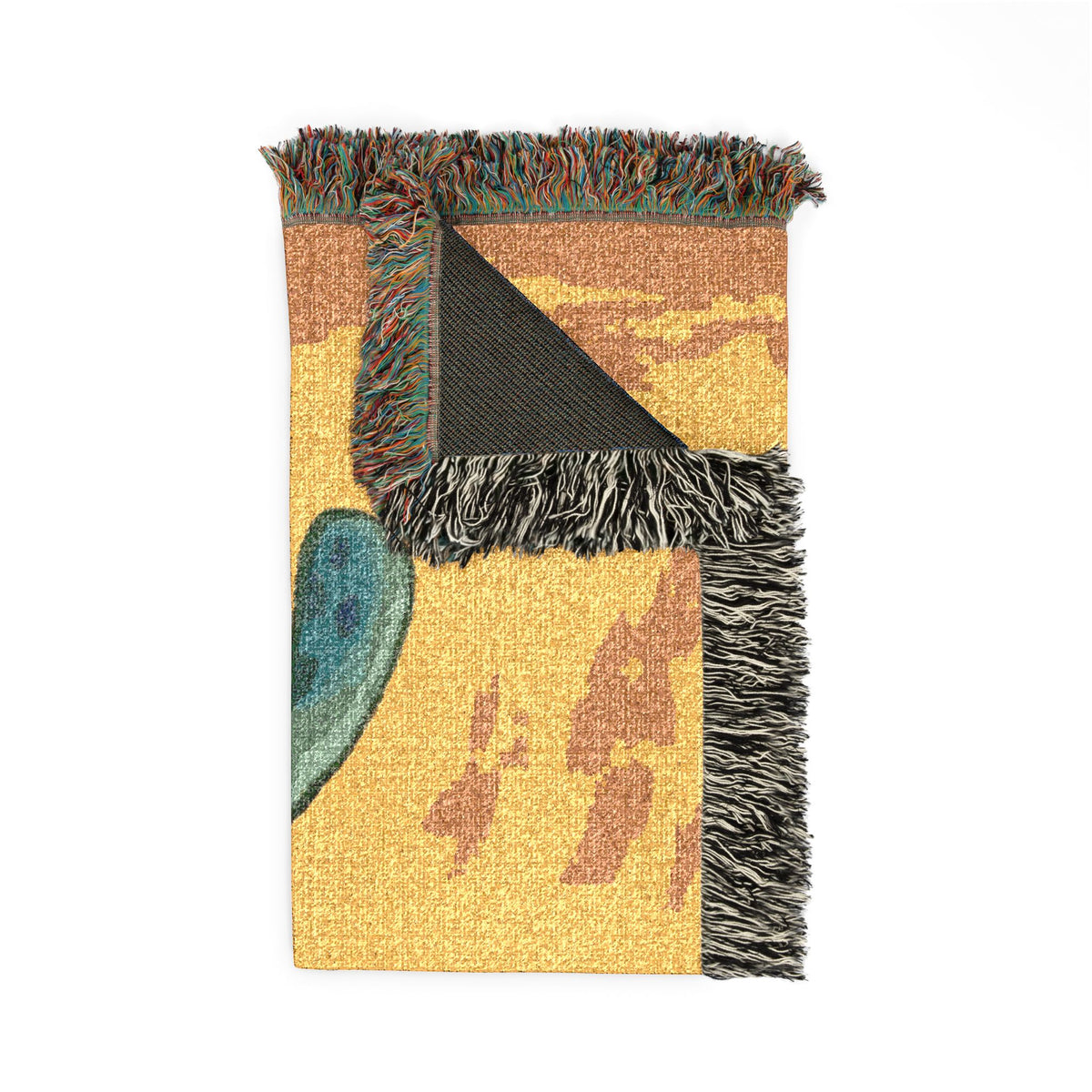 Abstract Woven Throw Blanket | Bold Color Block Cotton Blanket | Modern Art Fringe Throw | Textured Sofa Blanket