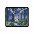 Forest Fox Woodland Scene Desk Mat | Cherry Blossoms Night Bamboo