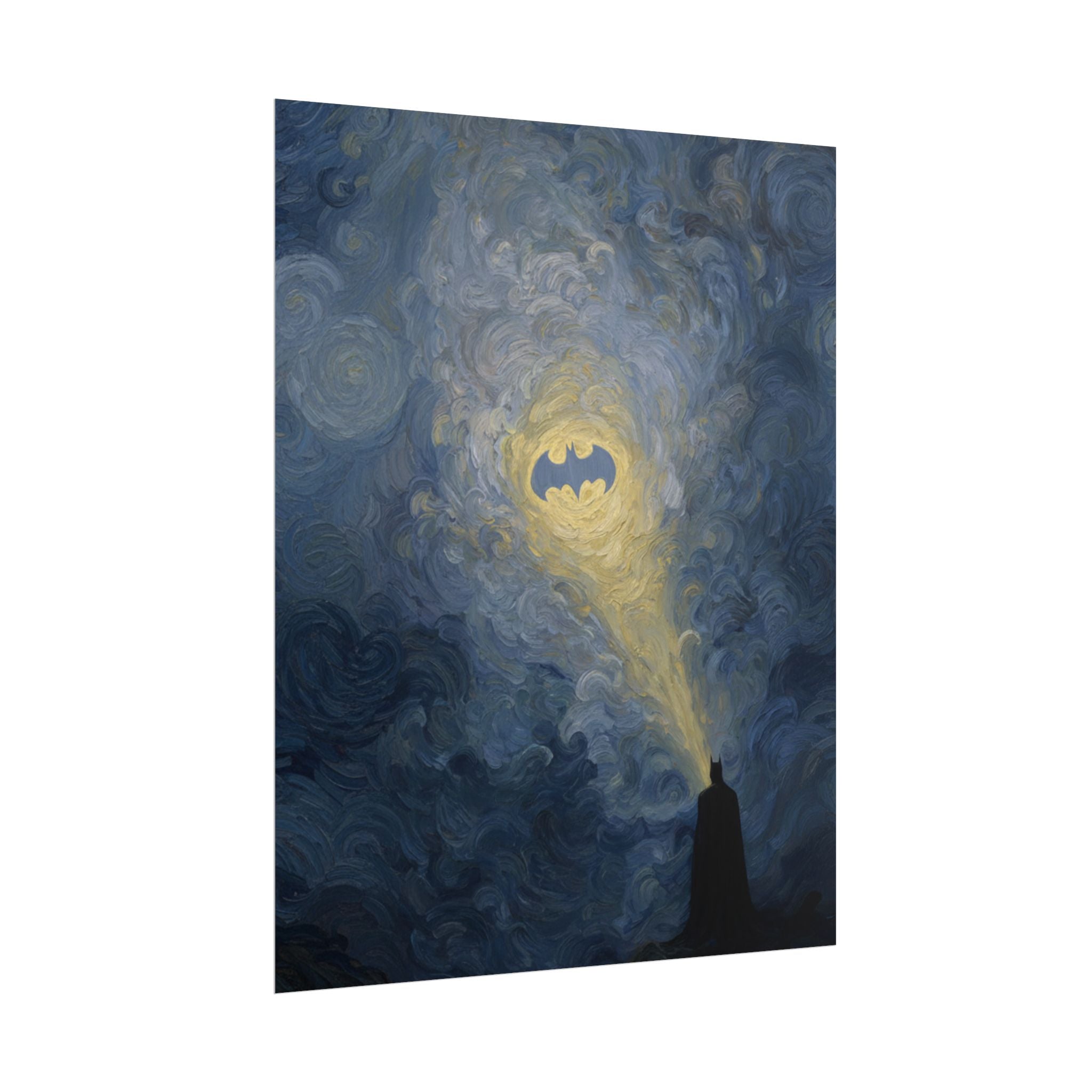 Bat Signal Starry Night Rolled Poster | Night Sky, Lighthouse Silhouette