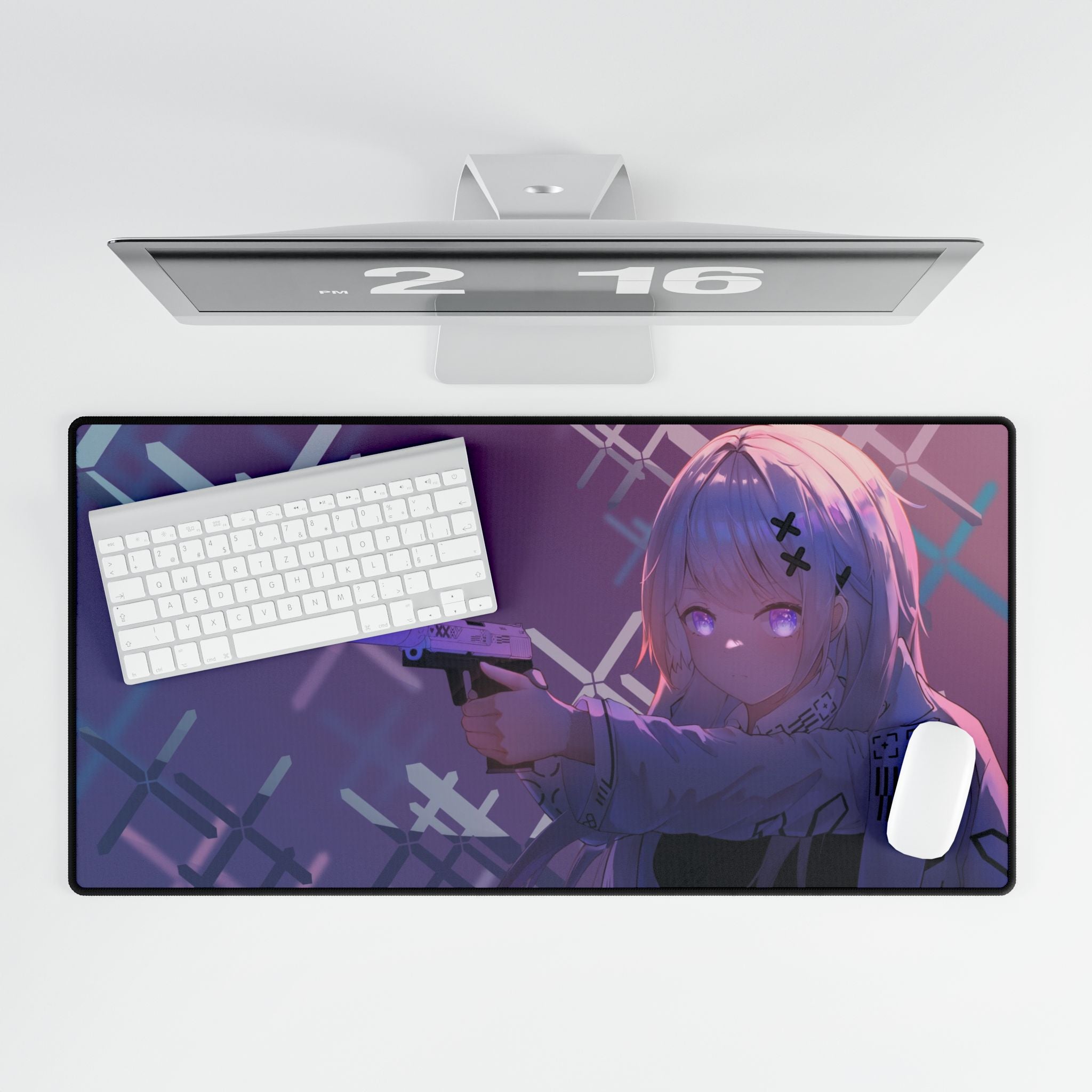 Anime Girl with Gun Desk Mat | Large Extended Gaming Mouse Pad