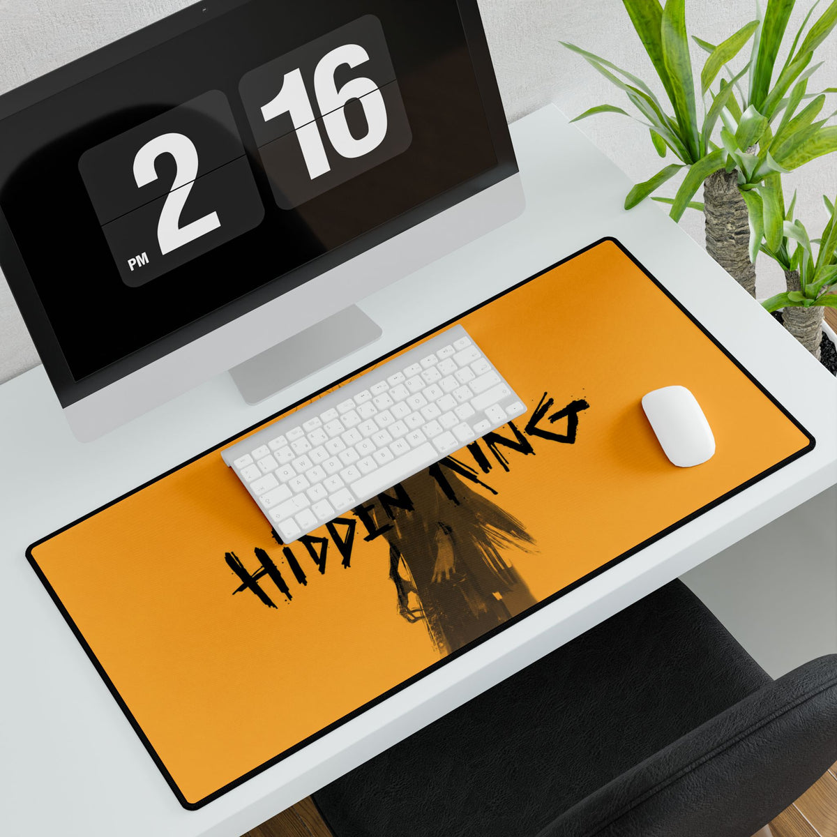 Deadlock Hidden King silhouette Desk Mat | orange gaming mouse pad