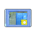 Peeking Sponge Cartoon Desk Mat | Cute Cartoon Desk Pad, Blue Window Illustration