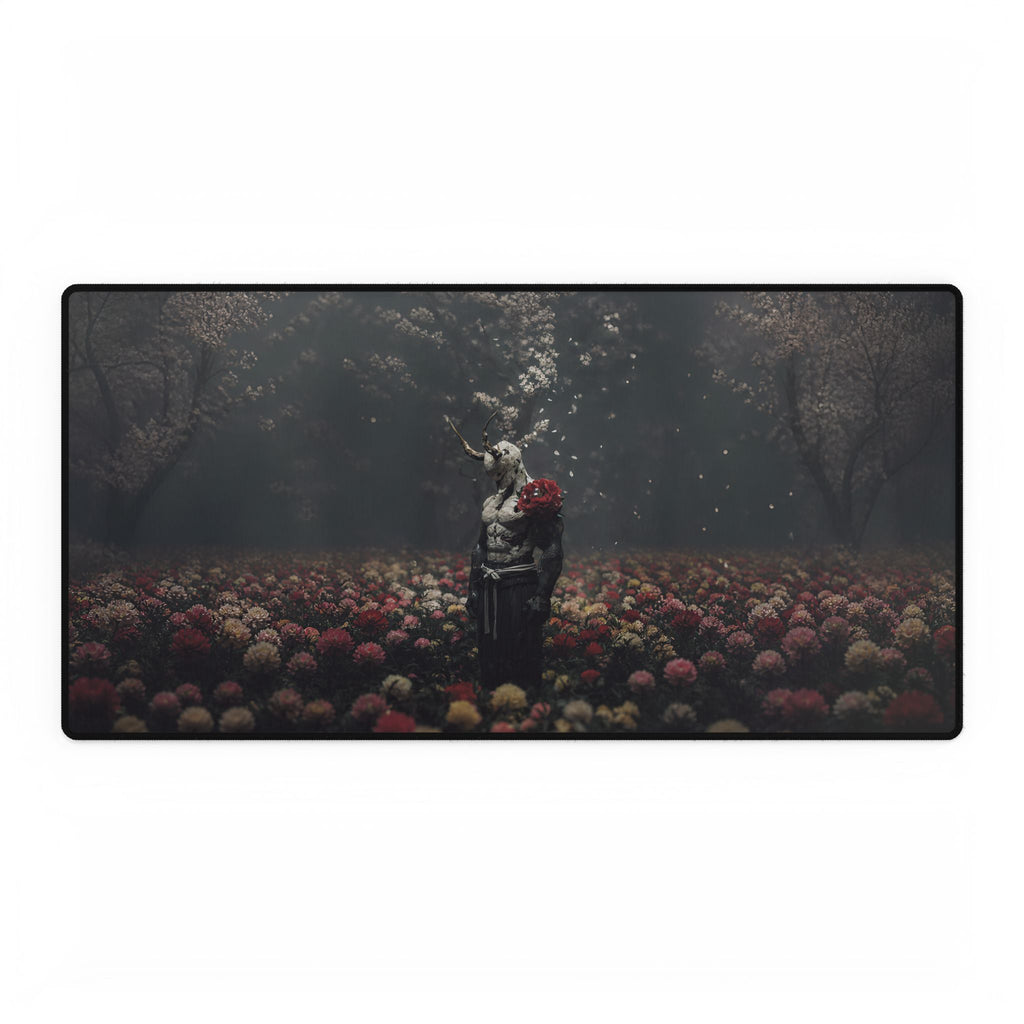 Mahoraga Gothic Garden Desk Mat — Surreal Floral Nightscape Mouse Pad