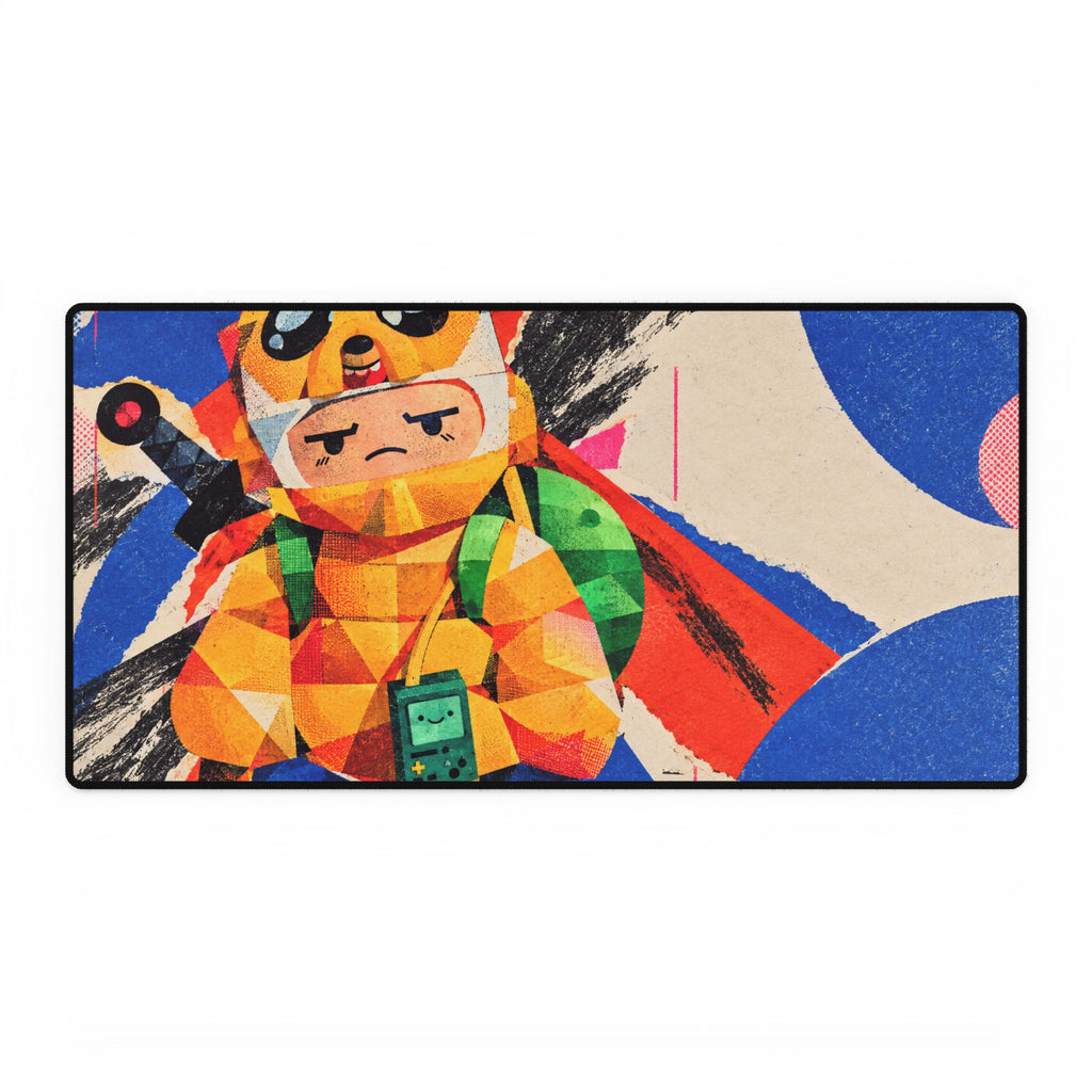 Geometric Adventure Time Cartoon Samurai Desk Mat | Large Gaming Mousepad