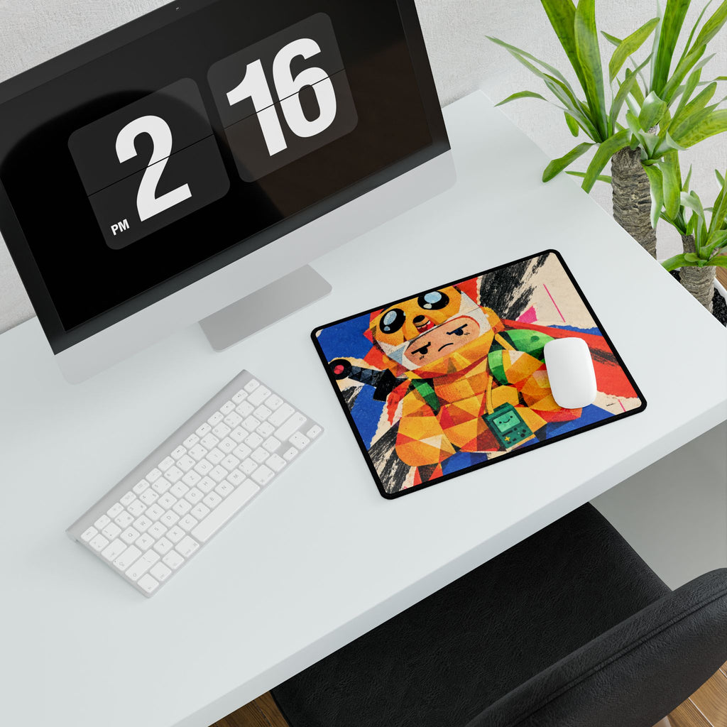 Geometric Adventure Time Cartoon Samurai Desk Mat | Large Gaming Mousepad