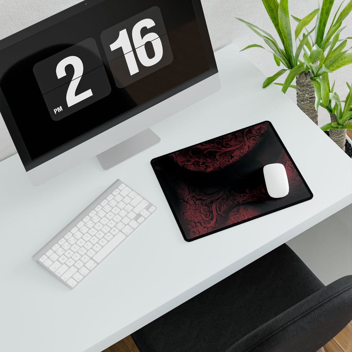 Red Velvet Oni Pattern Desk Mat | Large Gaming Mousepad
