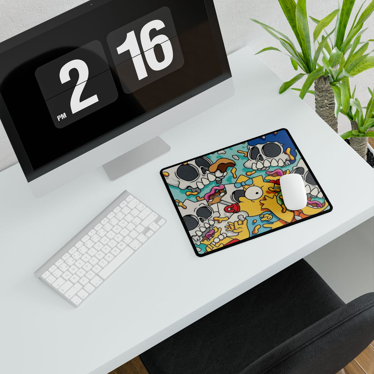 Cartoon Skull Mashup Desk Mat | Colorful Horror Pop Art