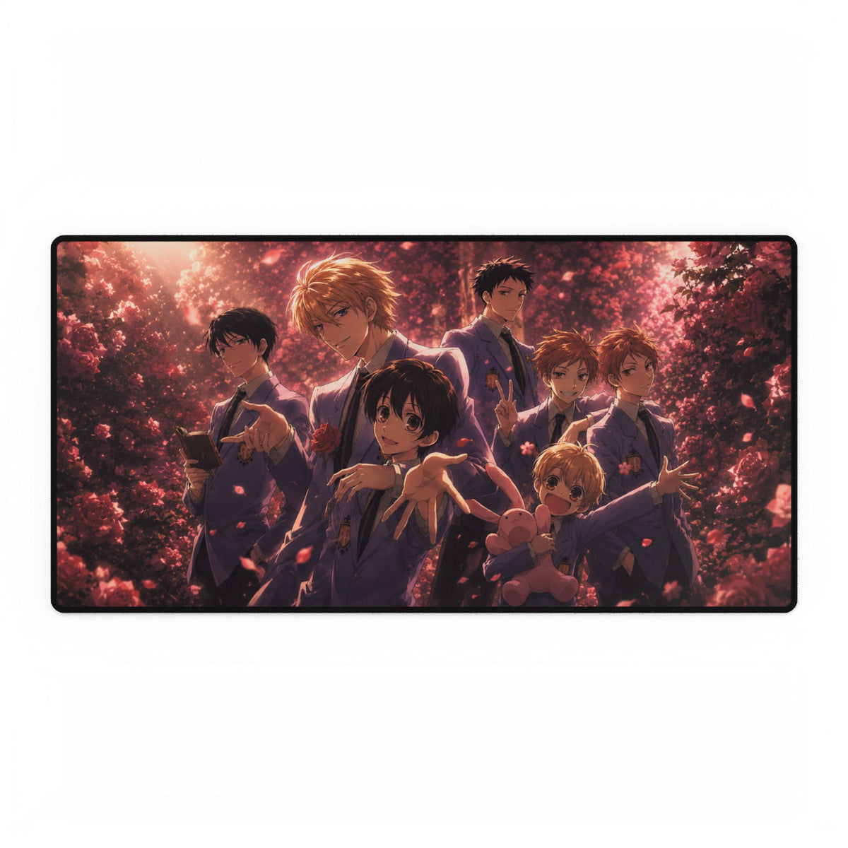Anime Group Portrait Desk Mat | Cherry Blossom Scene, Characters Mousepad