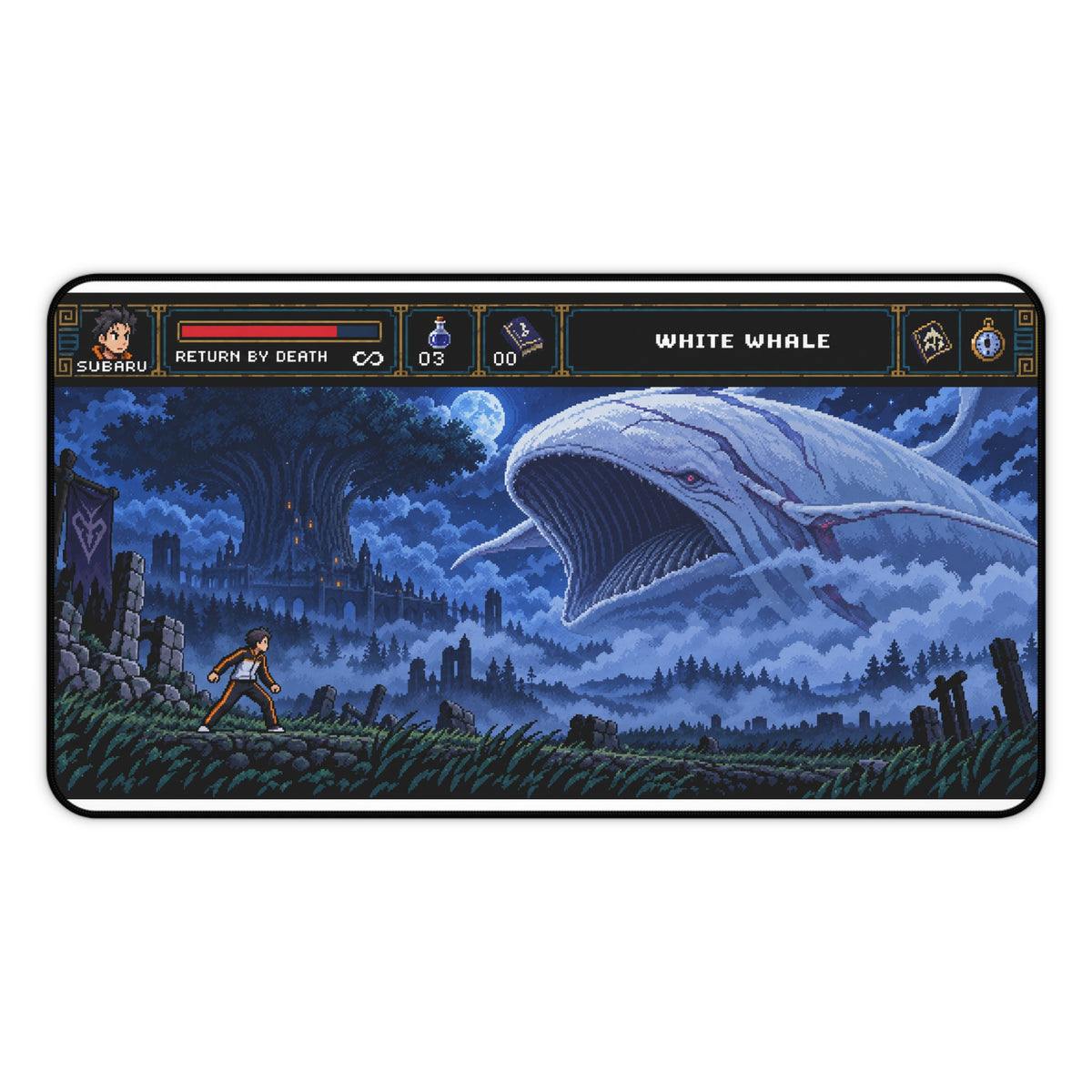 Legiana Pixel Art Mousepad, Coral Highlands Gaming Desk Mat, Monster Hunter Inspired 8 Bit Neoprene Mouse Pad, Fantasy Dragon Desk Mat