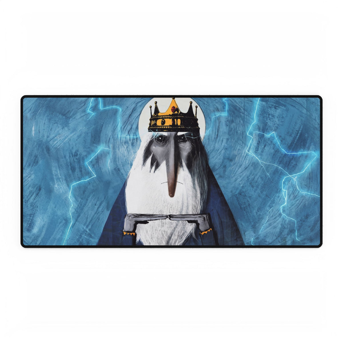Penguin King illustration Desk Mat | Gaming Mousepad, Lightning Background