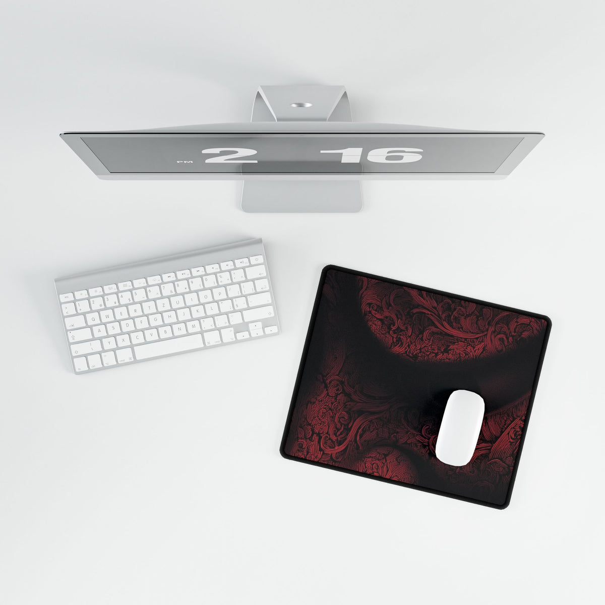 Red Velvet Oni Pattern Desk Mat | Large Gaming Mousepad