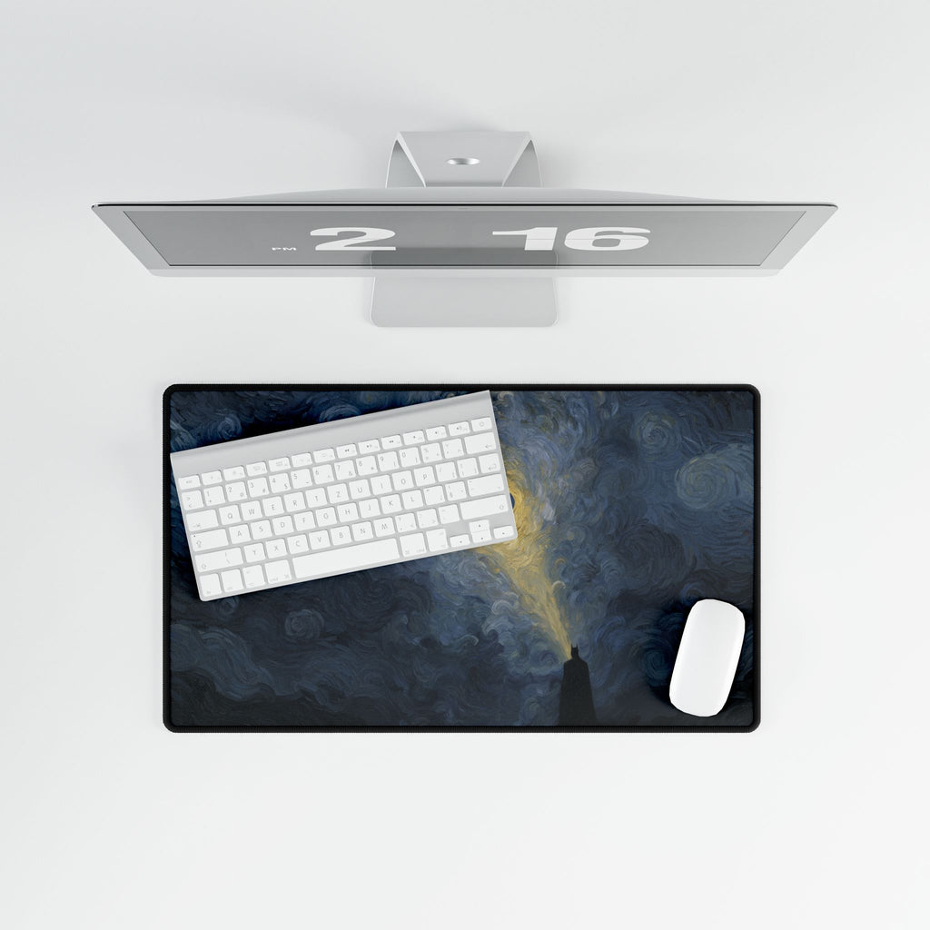 Starry Night Bat Signal Gaming & Office Mouse Pad | XL DC Desk Mat