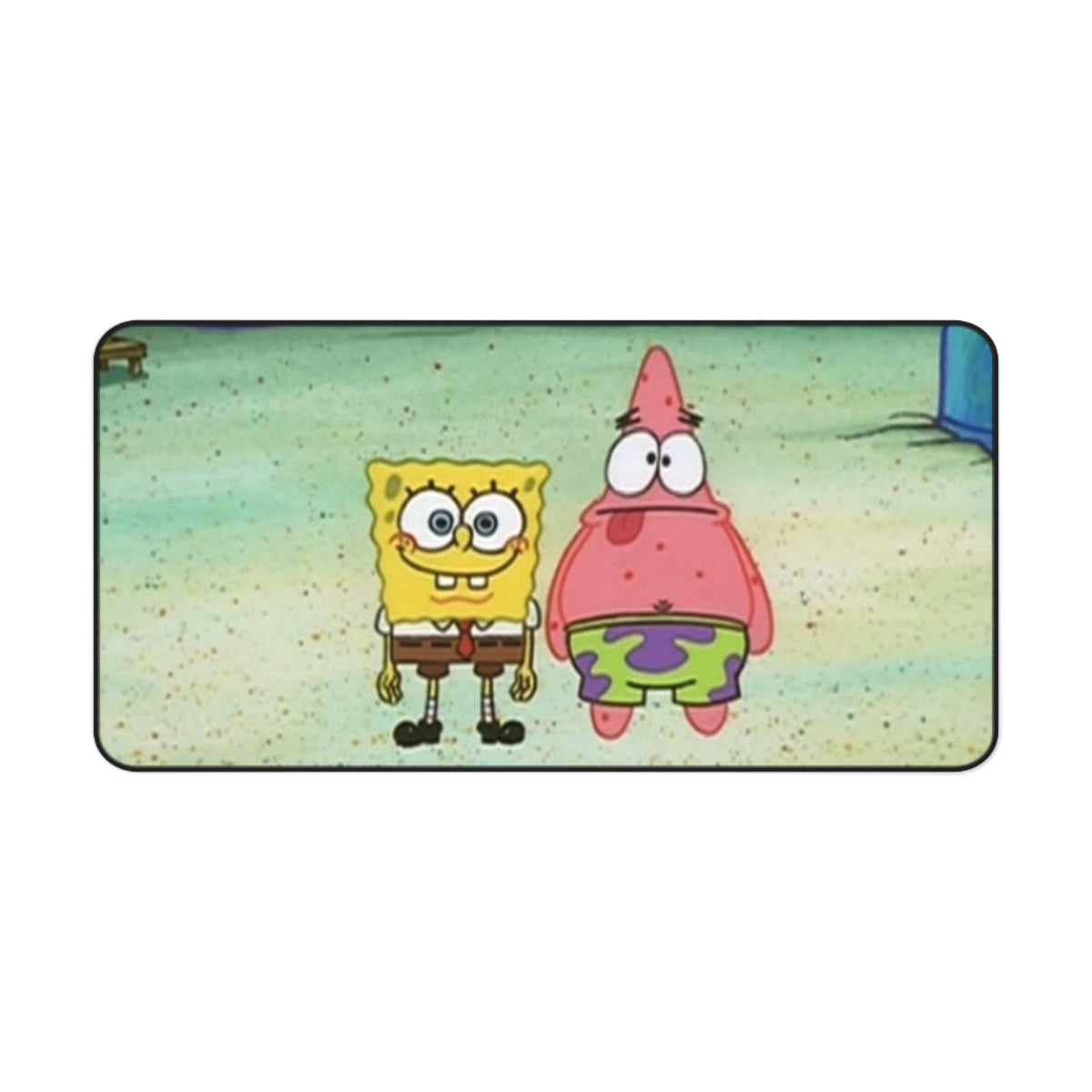 Peeking Sponge Cartoon Desk Mat | Cute Cartoon Desk Pad, Blue Window Illustration