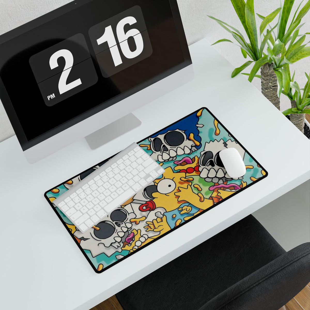 Cartoon Skull Mashup Desk Mat | Colorful Horror Pop Art
