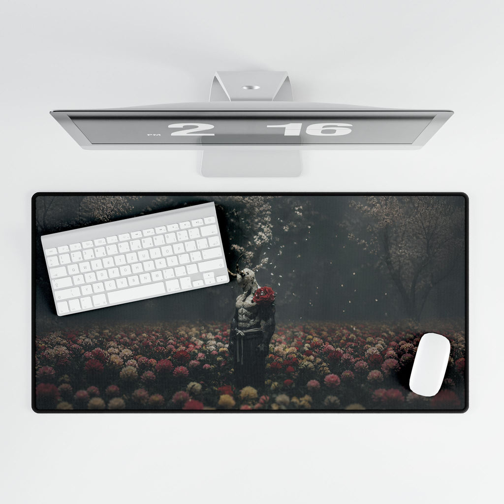 Mahoraga Gothic Garden Desk Mat — Surreal Floral Nightscape Mouse Pad