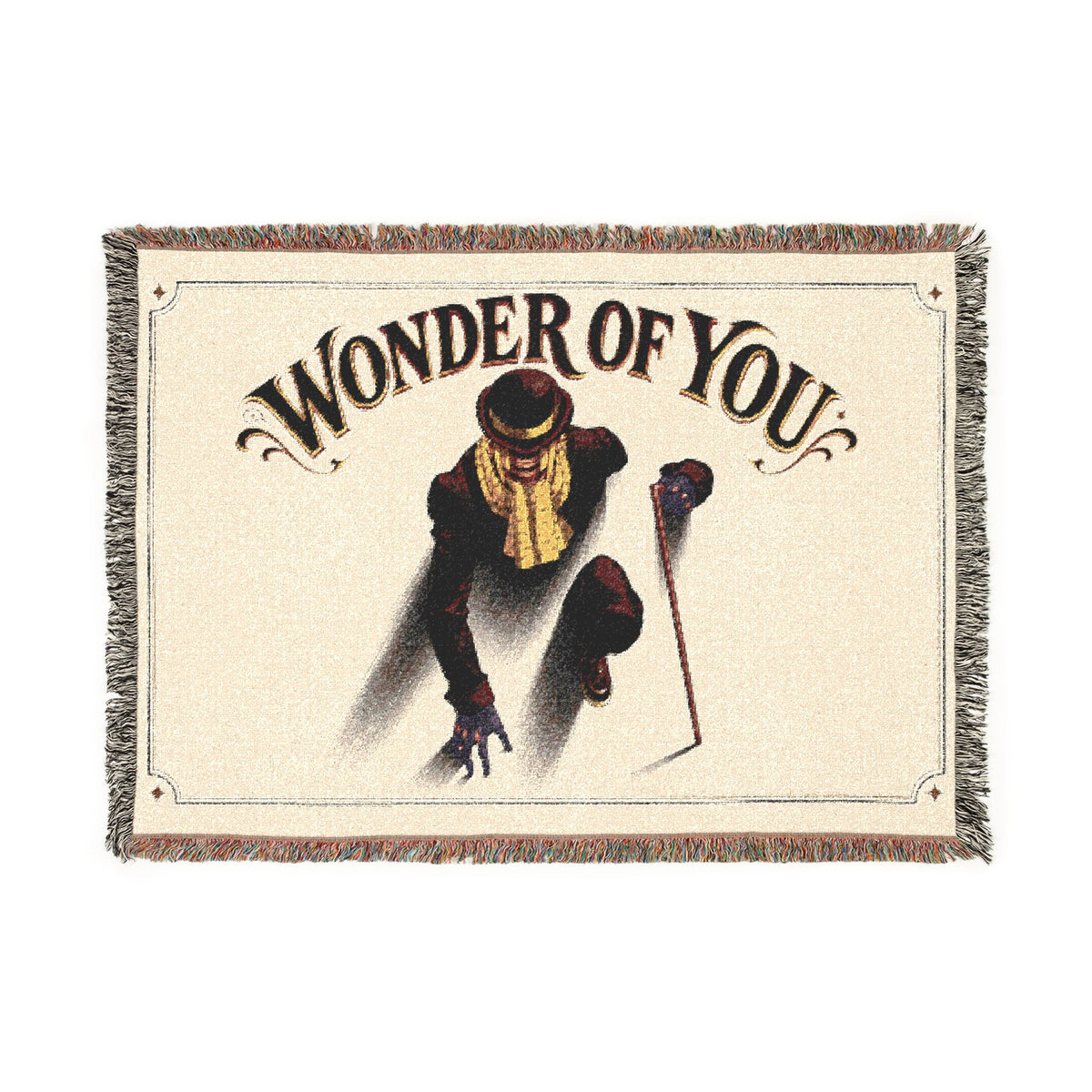 Wonder of You woven blanket | vintage performer illustration, retro typography