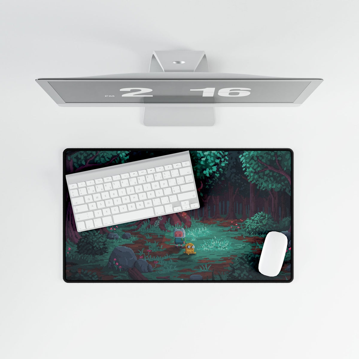 Mystical Forest Night Desk Mat | Pixel Art Woodland Scene
