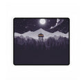 Night Fire Watchtower Desk Mat — Moonlit Mountain Landscape Gaming Desk Pad