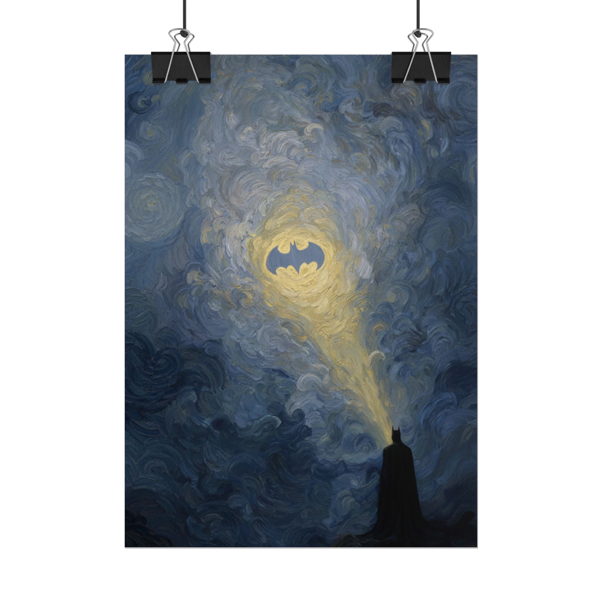Bat Signal Starry Night Rolled Poster | Night Sky, Lighthouse Silhouette