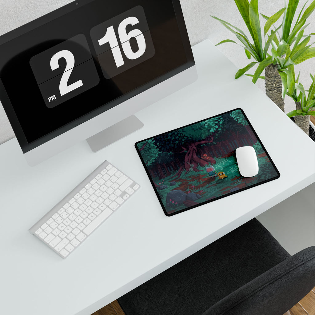 Mystical Forest Night Desk Mat | Pixel Art Woodland Scene
