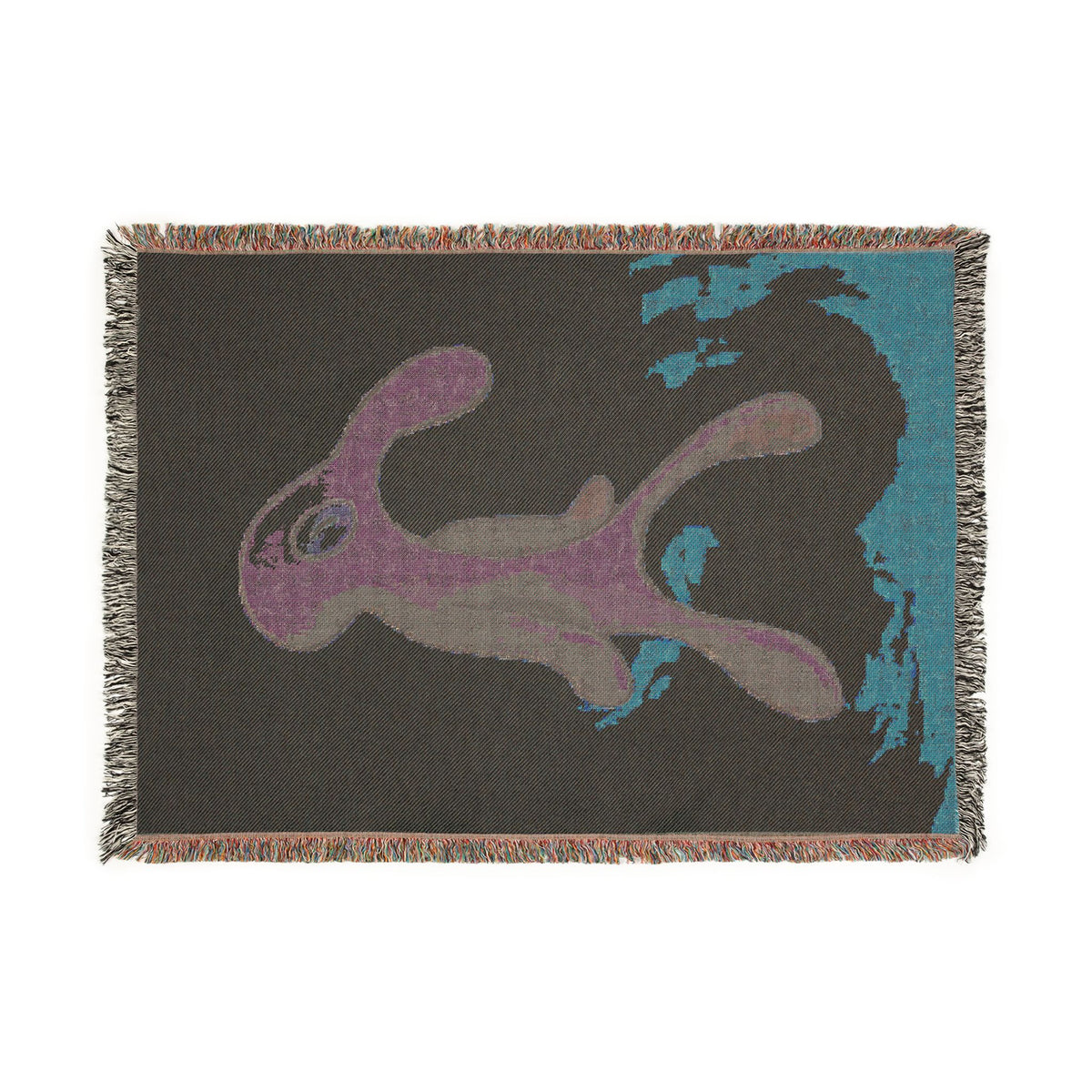 Abstract Woven Throw Blanket | Bold Color Block Cotton Blanket | Modern Art Fringe Throw | Textured Sofa Blanket