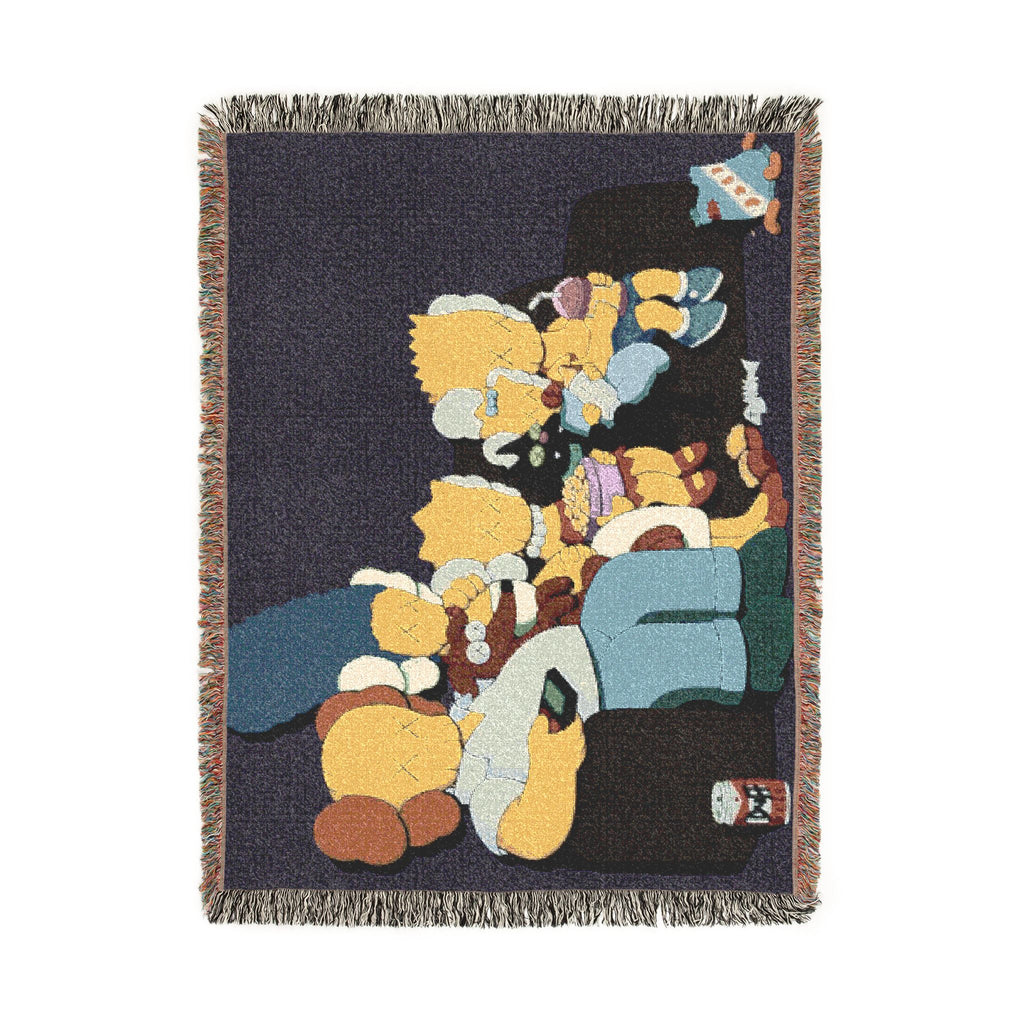 Simpsons Family Movie Night Woven Blanket | TV Cartoon Throw