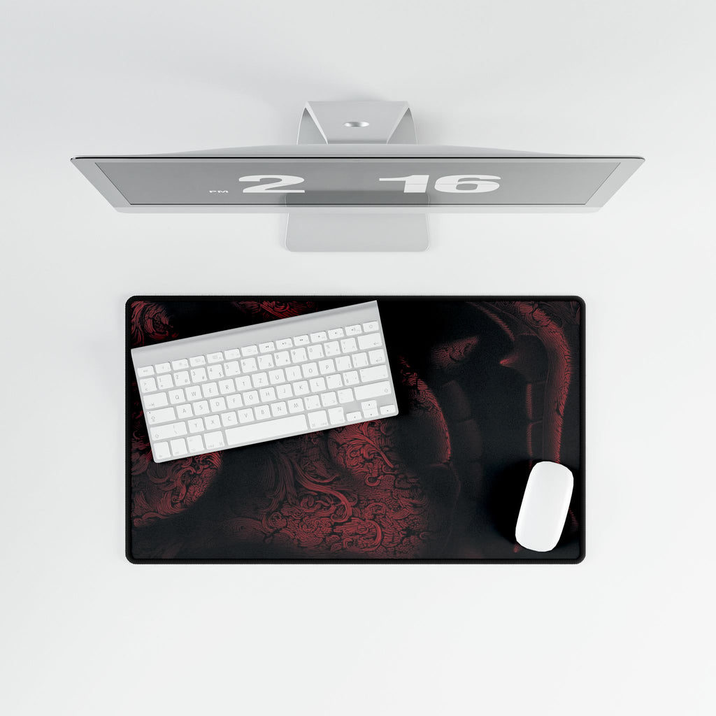 Red Velvet Oni Pattern Desk Mat | Large Gaming Mousepad